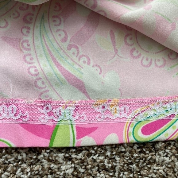 Vintage 80s 90s Lilly Pulitzer Midi Pink Summer Silk Floral Paisley Skirt Size 2 - Picture 8 of 16